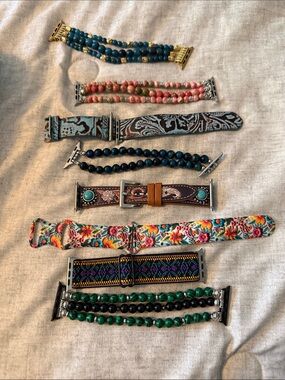 Assorted Beaded & Fabric Apple Watch Bands - Turquoise, Coral, Floral